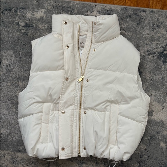 NWT! Loft Cropped Puffer Vest, SZ Small, Whisper White - Picture 5 of 8